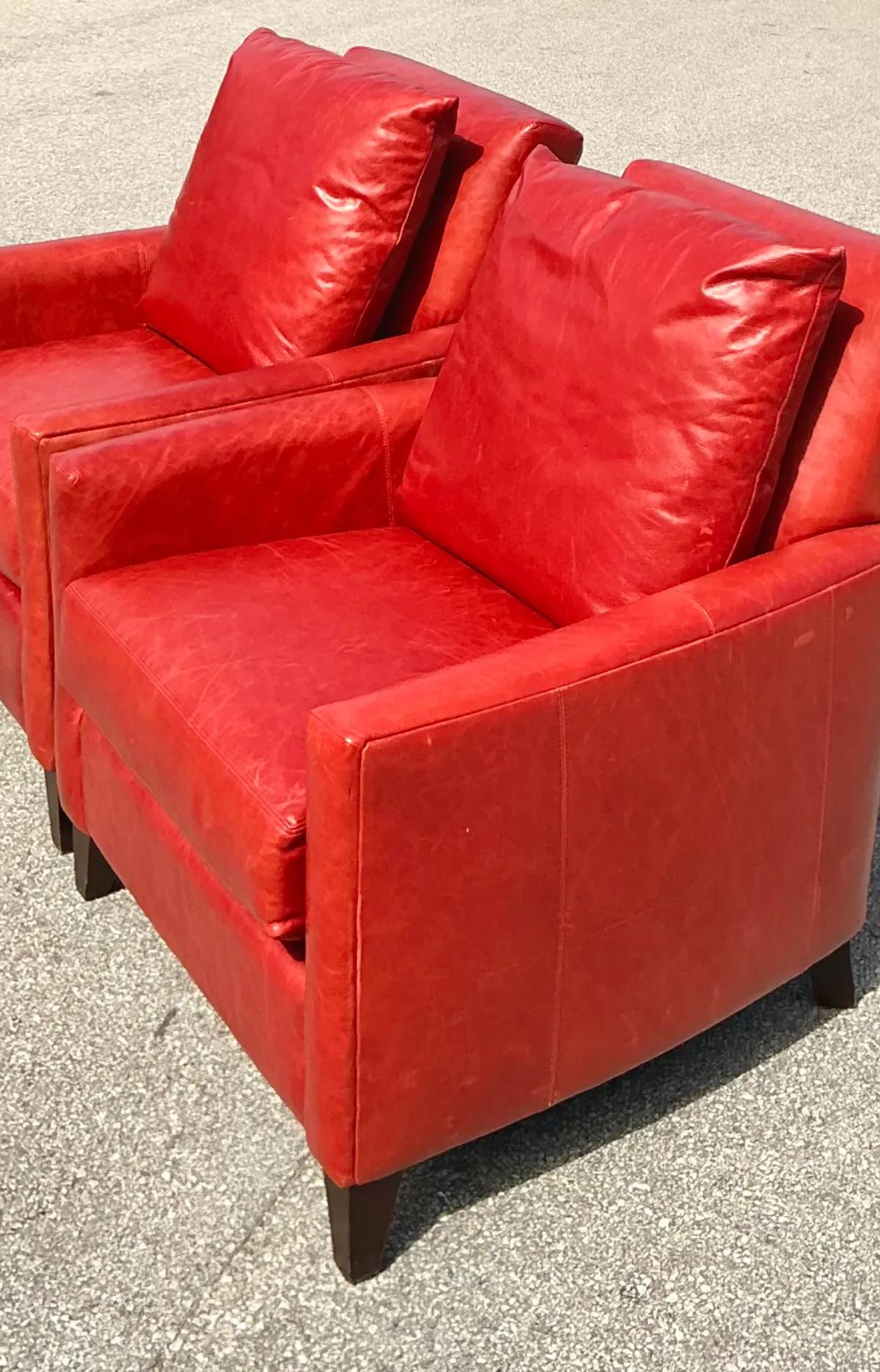 Vintage Bassett Red Leather Club Chairs - A Pair — additional photo 6