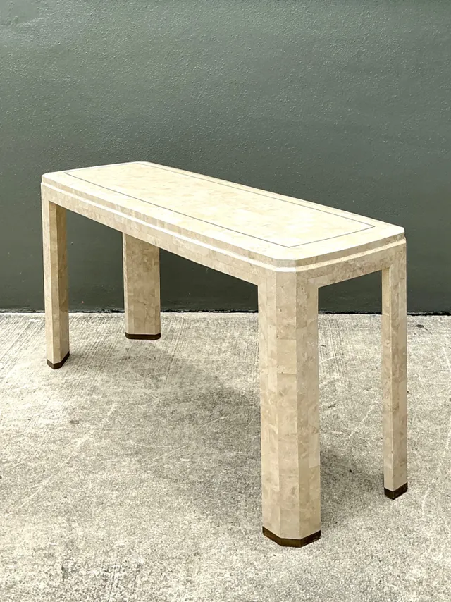Vintage Tessellated Stone Console Table With Brass Inlay — additional photo 4