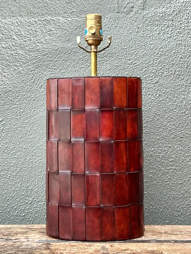 Vintage Woven Leather Lamp — additional photo 6