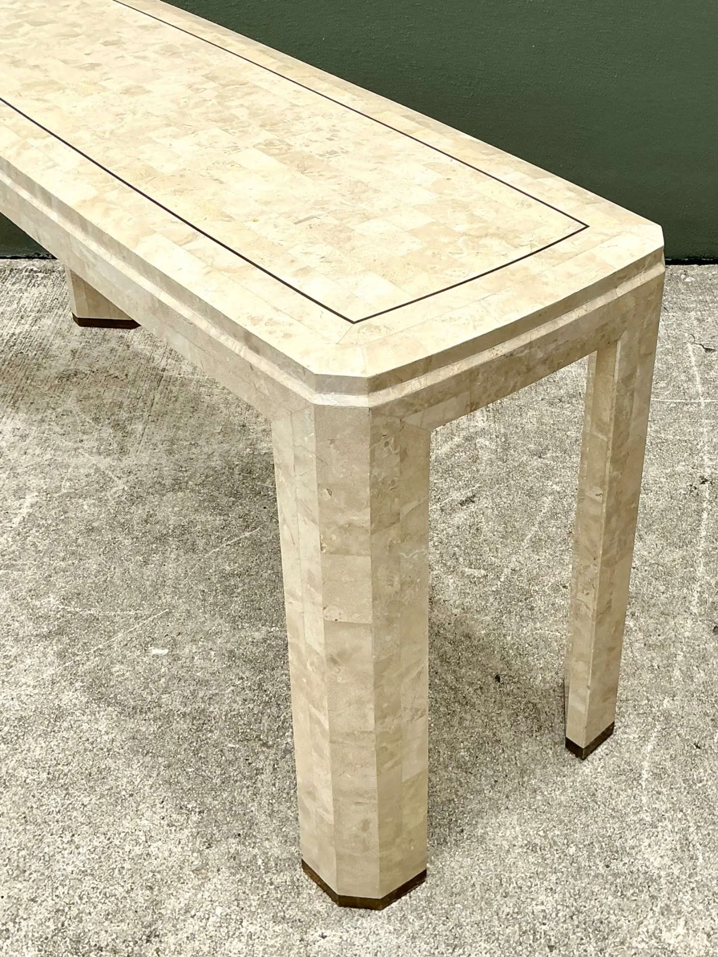 Vintage Tessellated Stone Console Table With Brass Inlay — additional photo 3