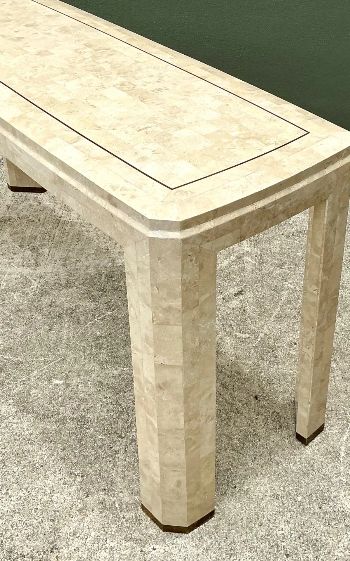 Vintage Tessellated Stone Console Table With Brass Inlay — additional photo 3