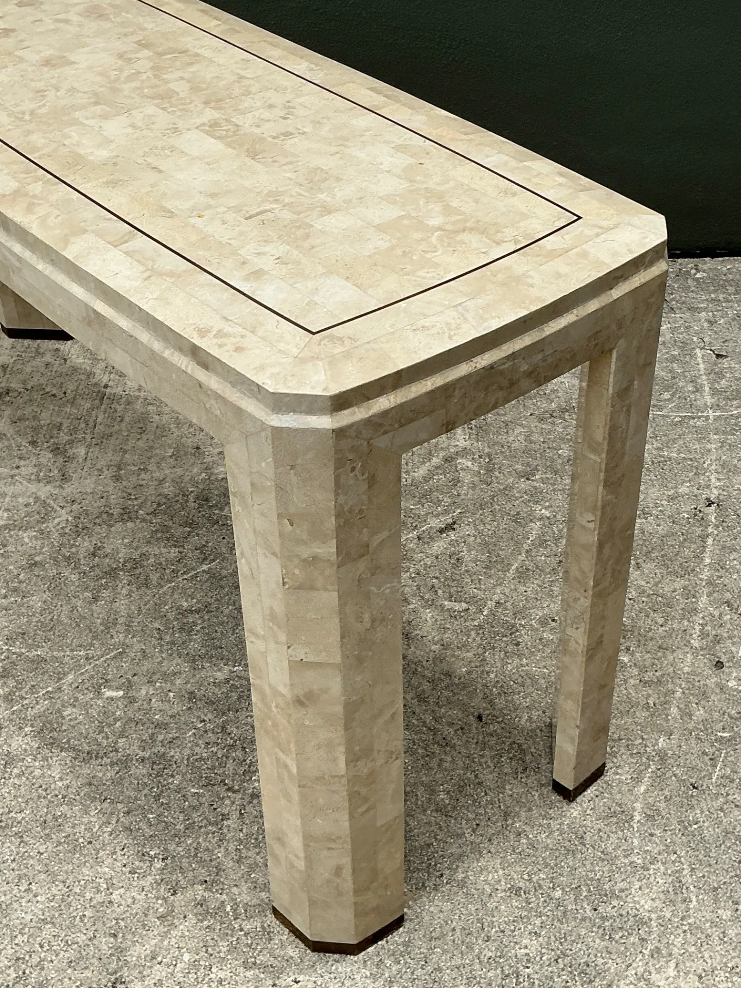Vintage Tessellated Stone Console Table With Brass Inlay — additional photo 6