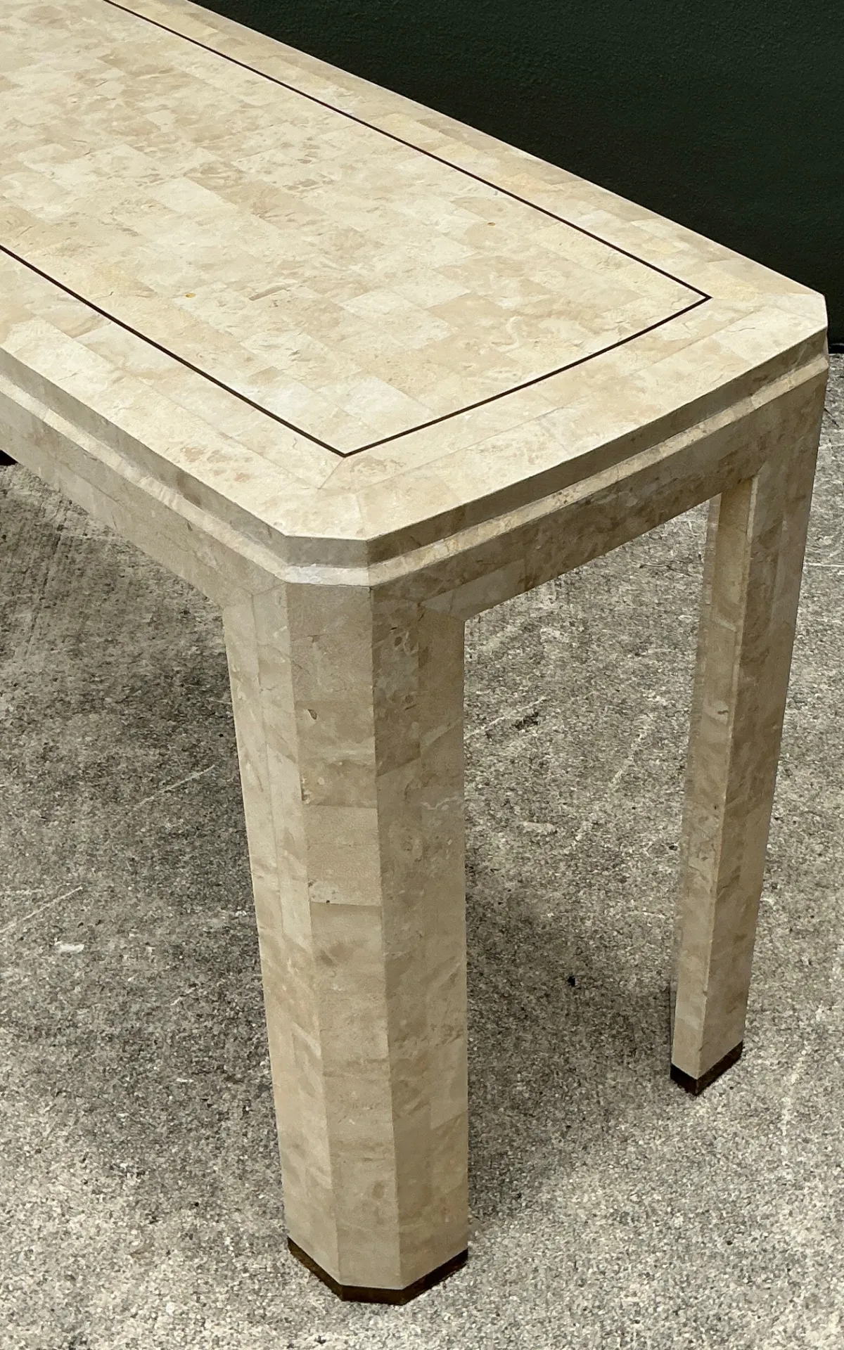 Vintage Tessellated Stone Console Table With Brass Inlay — additional photo 6