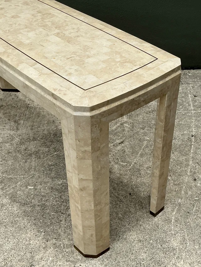 Vintage Tessellated Stone Console Table With Brass Inlay — additional photo 6