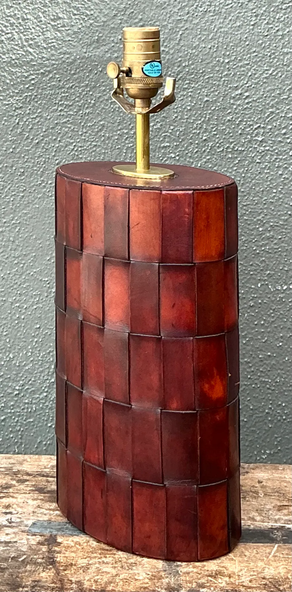 Vintage Woven Leather Lamp — additional photo 1