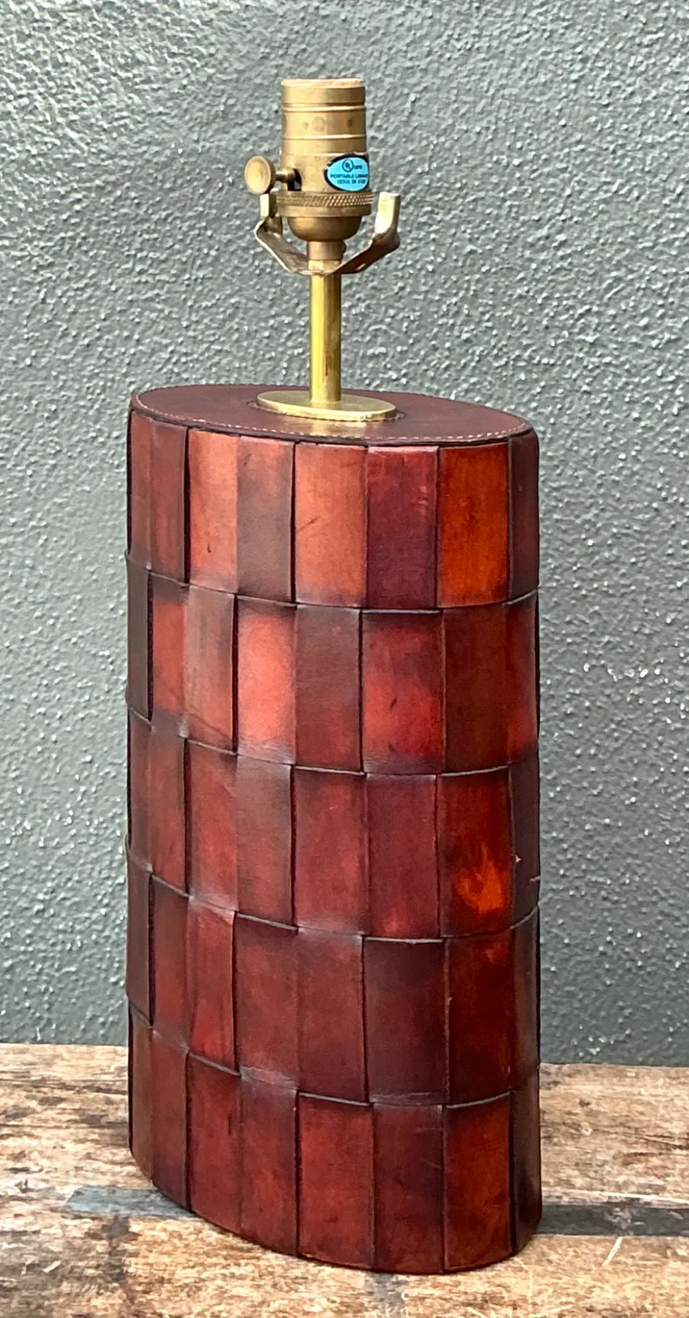 Vintage Woven Leather Lamp — additional photo 3
