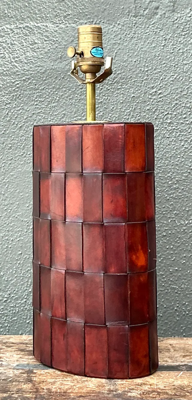 Vintage Woven Leather Lamp — additional photo 5