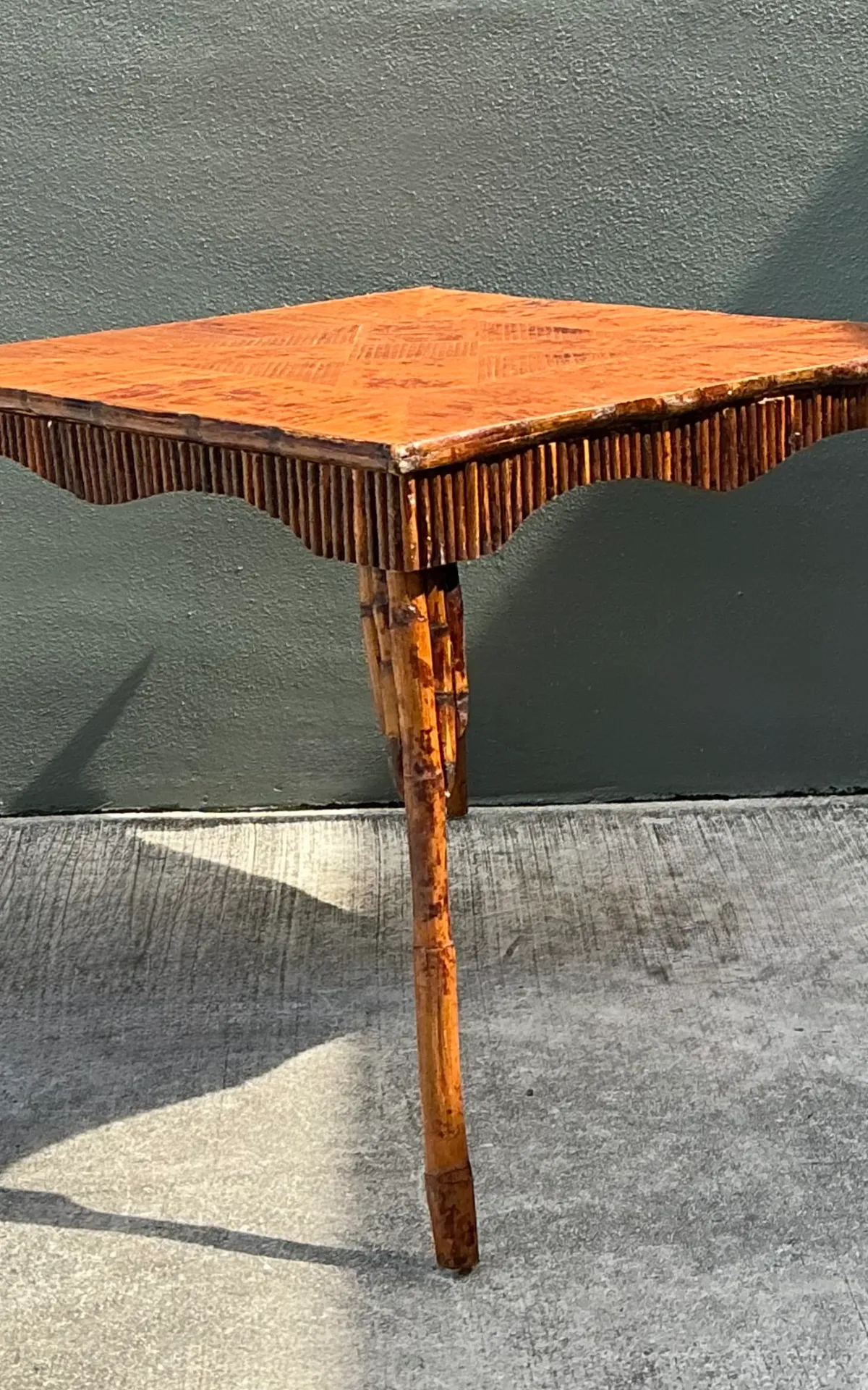 Vintage Light Bamboo Parquetry Game Table — additional photo 4