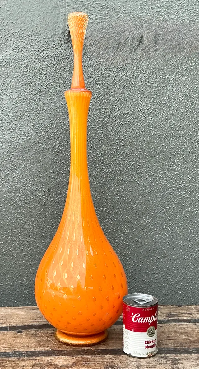 Vintage Murano Tall Orange Glass Decanter — additional photo 3