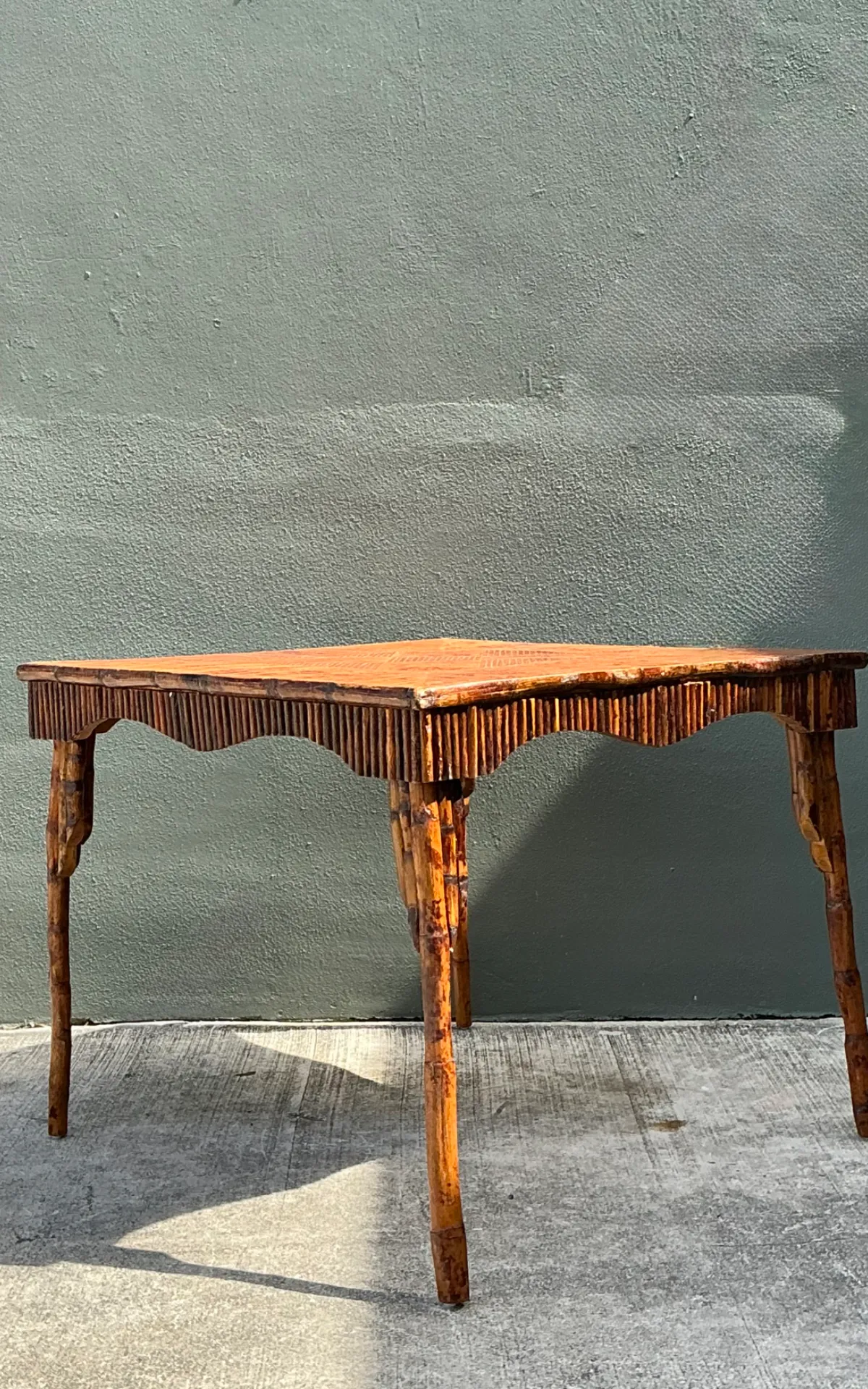 Vintage Light Bamboo Parquetry Game Table — additional photo 6