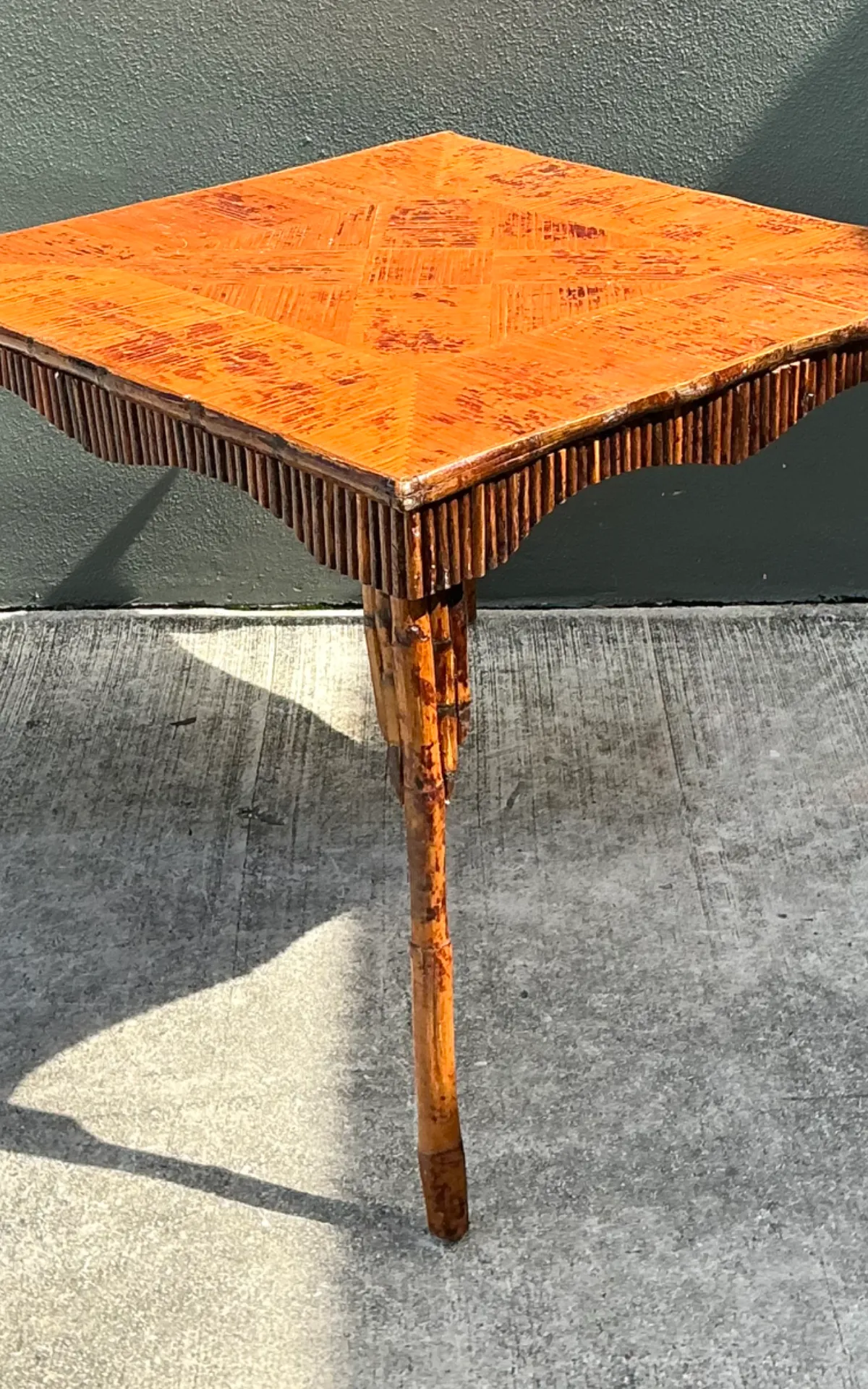 Vintage Light Bamboo Parquetry Game Table — additional photo 3