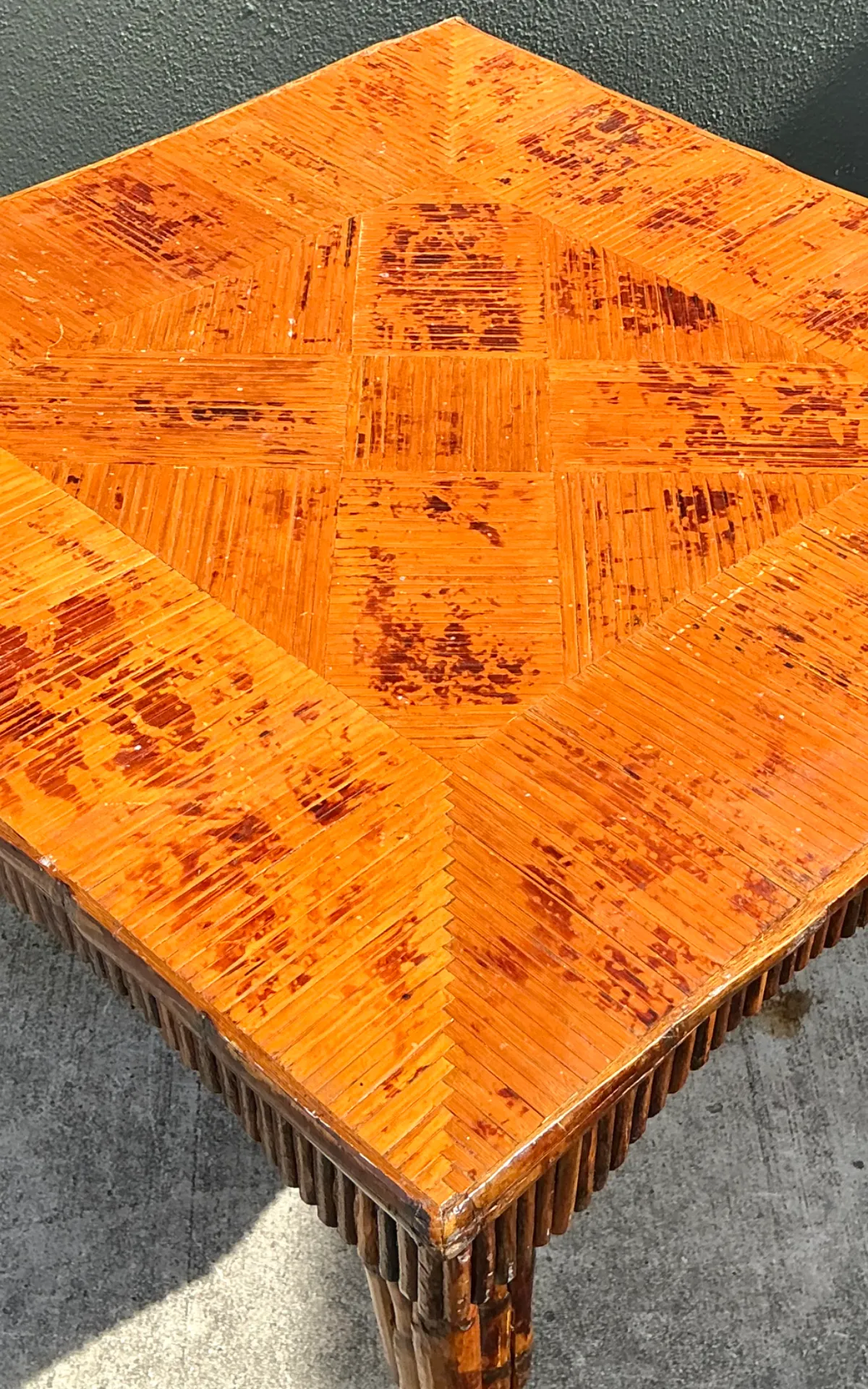 Vintage Light Bamboo Parquetry Game Table — additional photo 2