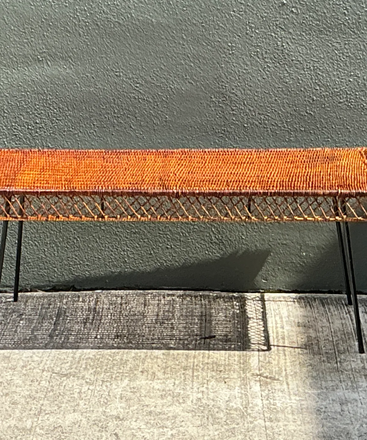 Vintage Woven Rattan and Metal Coffee Table — additional photo 8