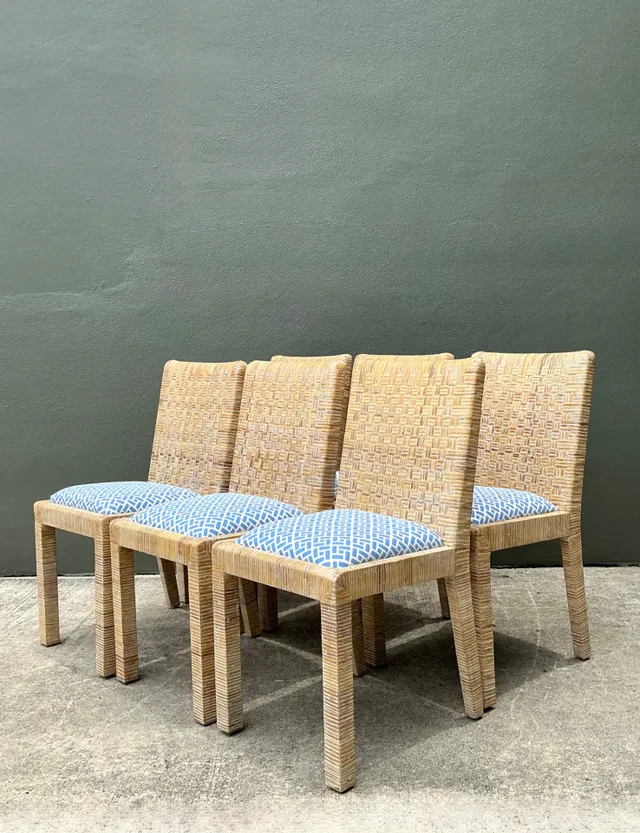 Vintage Woven Rattan Dining Chairs - Set of 6 — additional photo 1