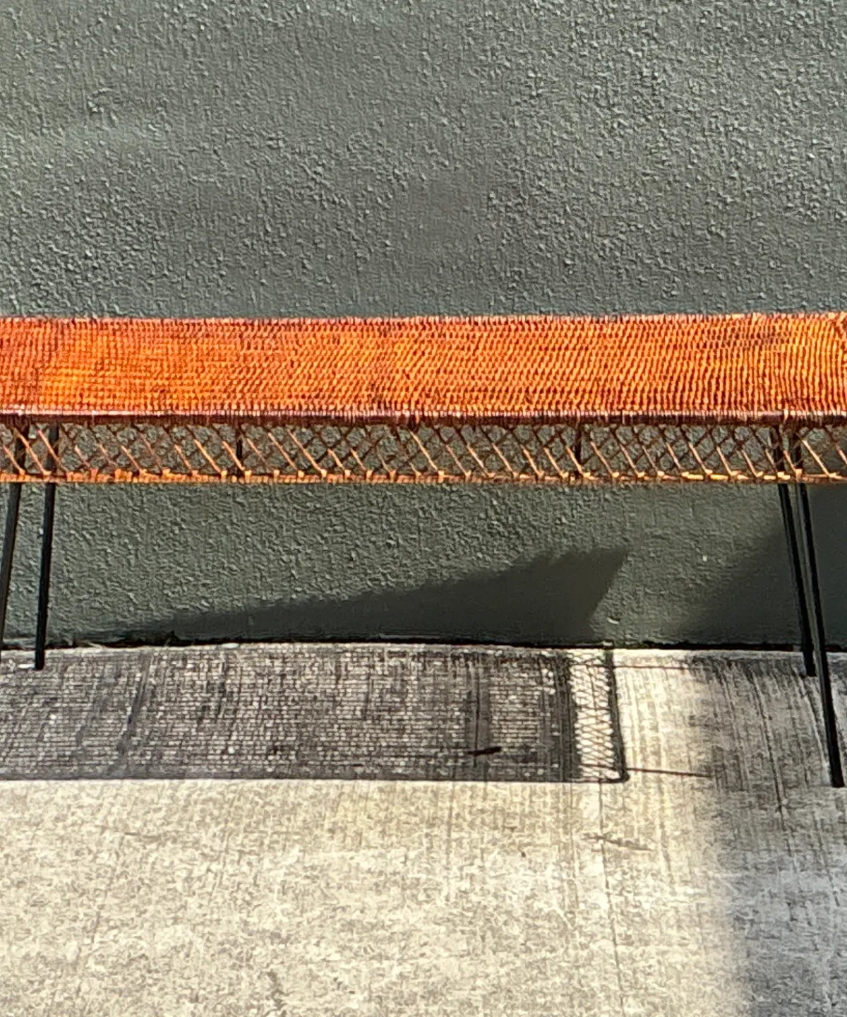 Vintage Woven Rattan and Metal Coffee Table — additional photo 7
