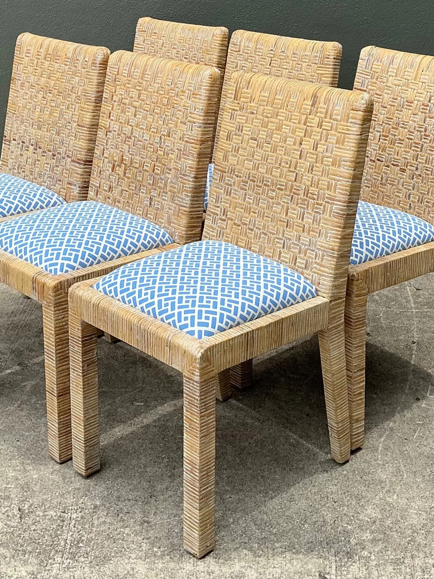 Vintage Woven Rattan Dining Chairs - Set of 6 — additional photo 4