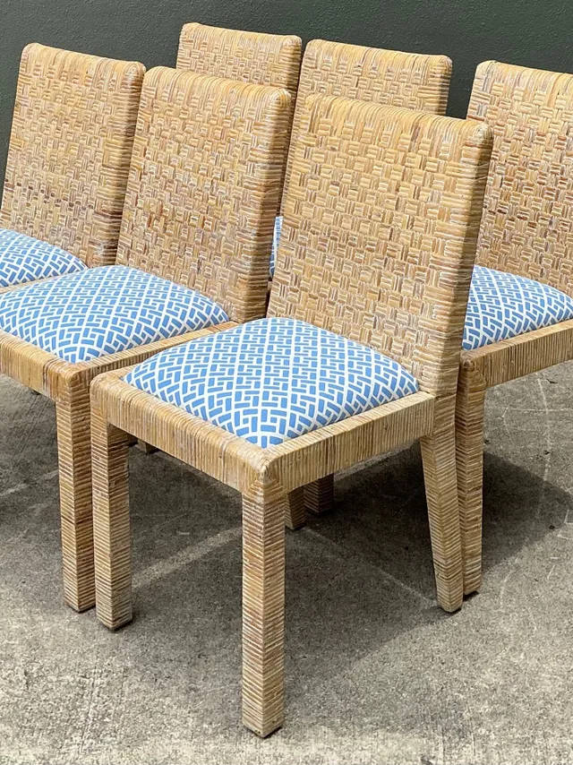 Vintage Woven Rattan Dining Chairs - Set of 6 — additional photo 4