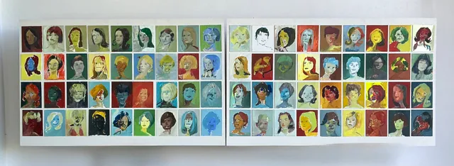 Vintage Original “Yearbook” Portrait Panels - Set Of 2 — additional photo 1
