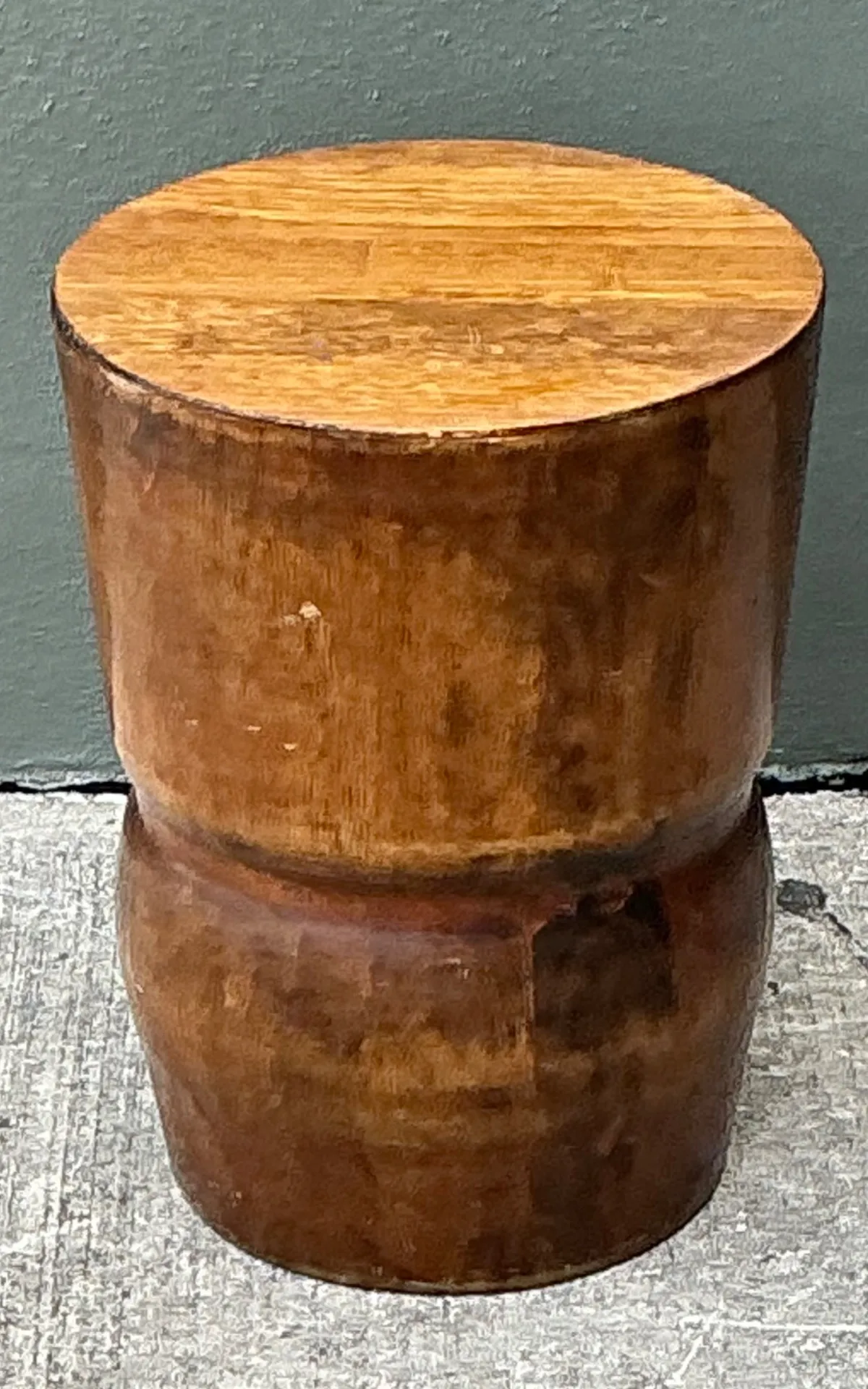 Vintage Carved Palm Wood Accent Stool — additional photo 3