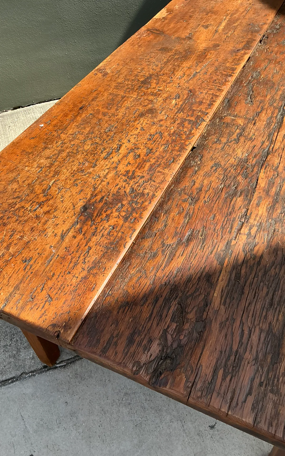 Vintage Rustic Wide Plank Wood Farm Table
