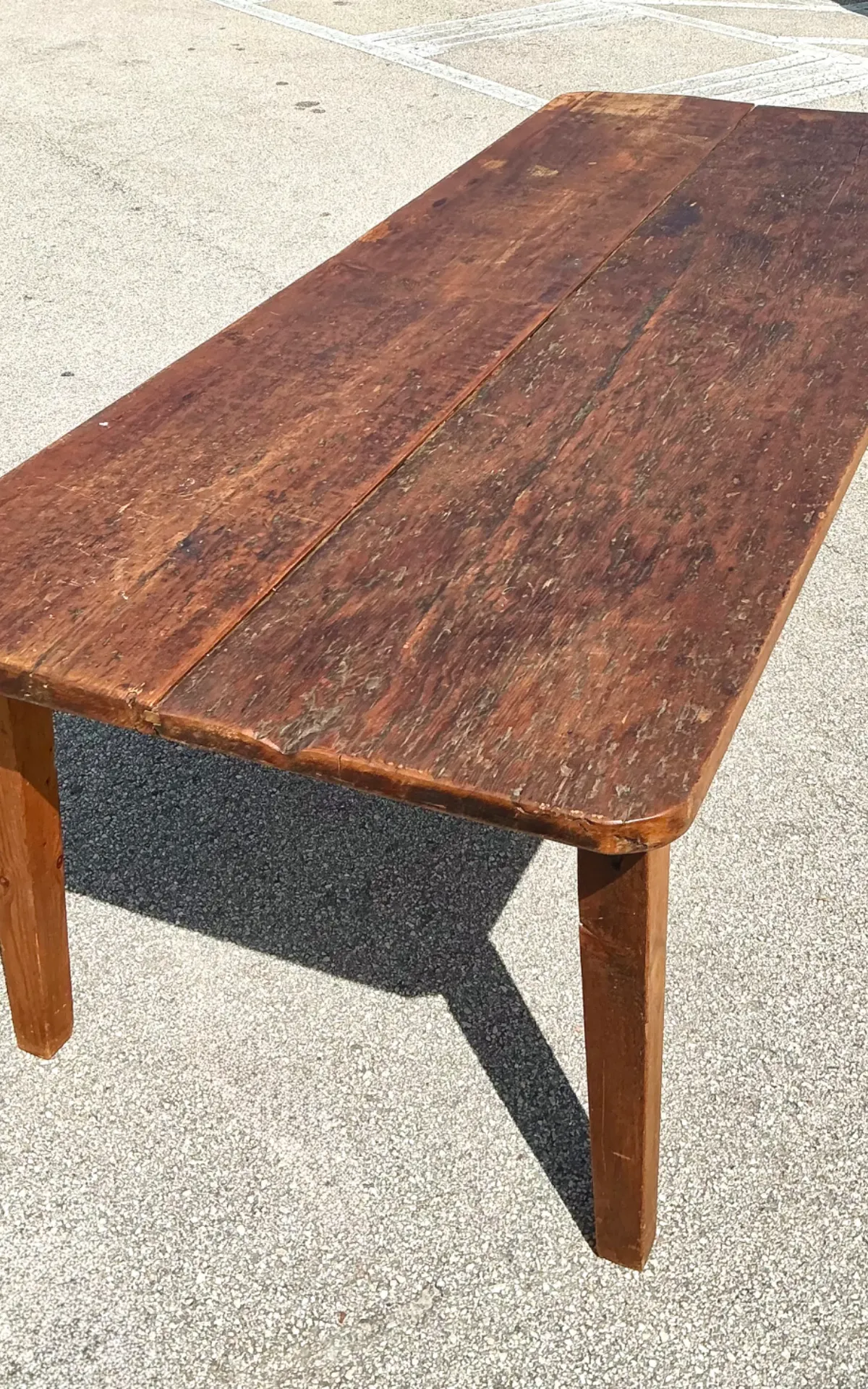 Vintage Rustic Wide Plank Wood Farm Table — additional photo 5