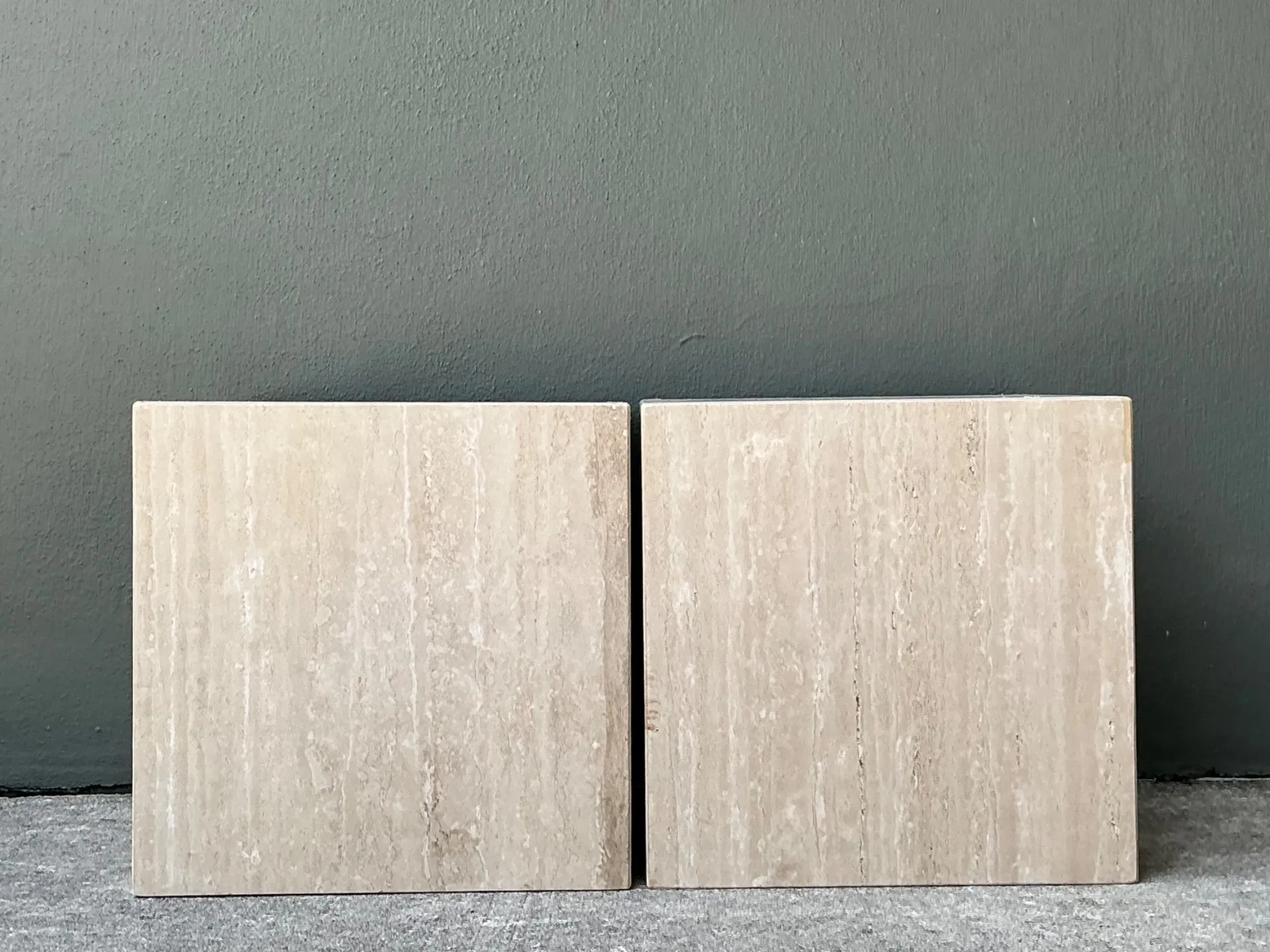 Vintage Travertine Cube Side Tables - A Pair - Travertine, 19.5W x 19.6H — additional photo 8