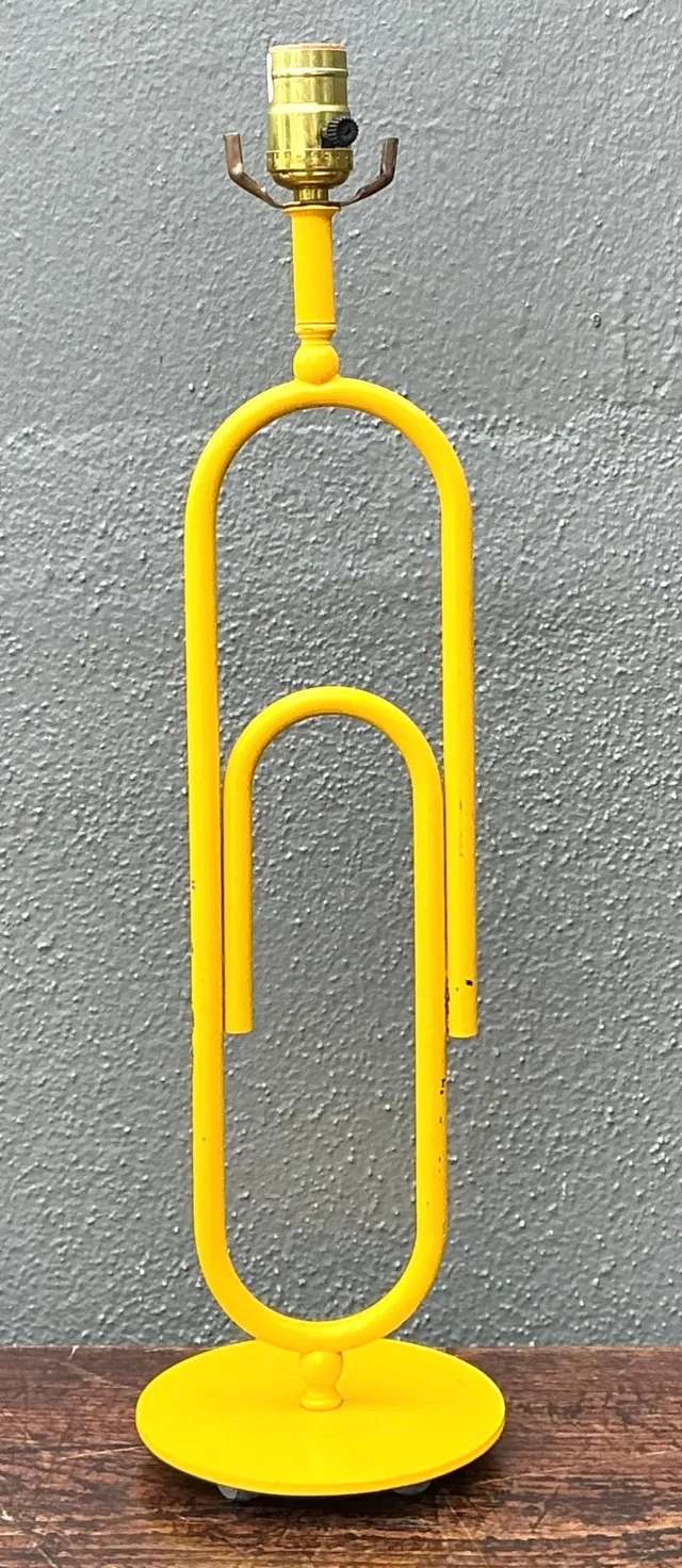 Vintage Yellow Metal Paperclip Table Lamp — additional photo 5