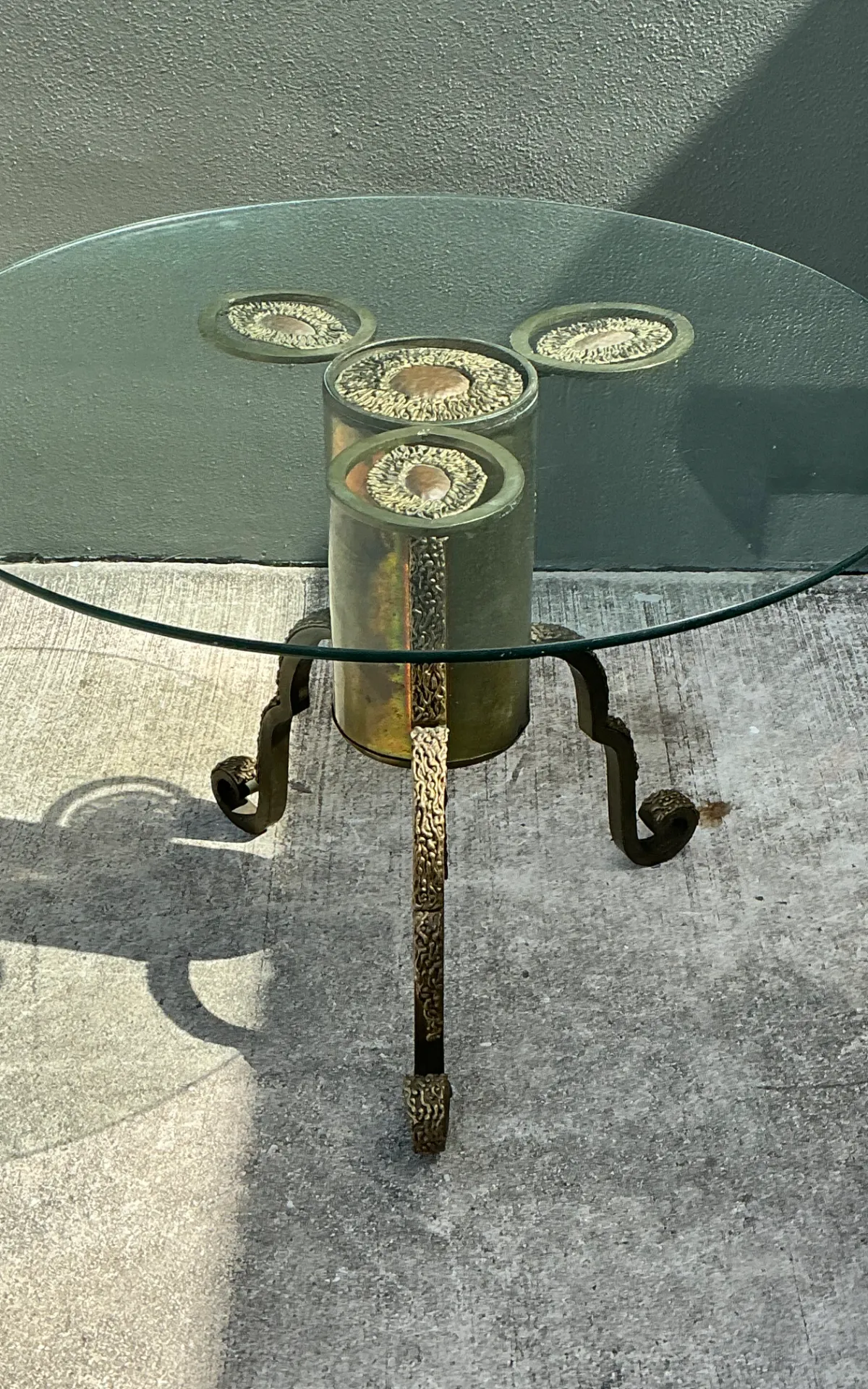 Vintage Sculptural Mixed Metal Table Pedestal — additional photo 8