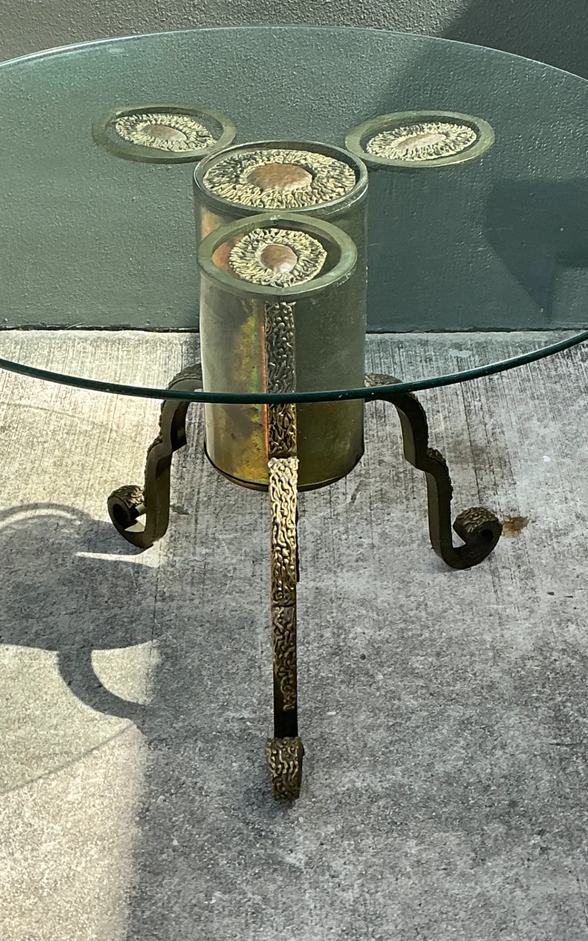 Vintage Sculptural Mixed Metal Table Pedestal — additional photo 2