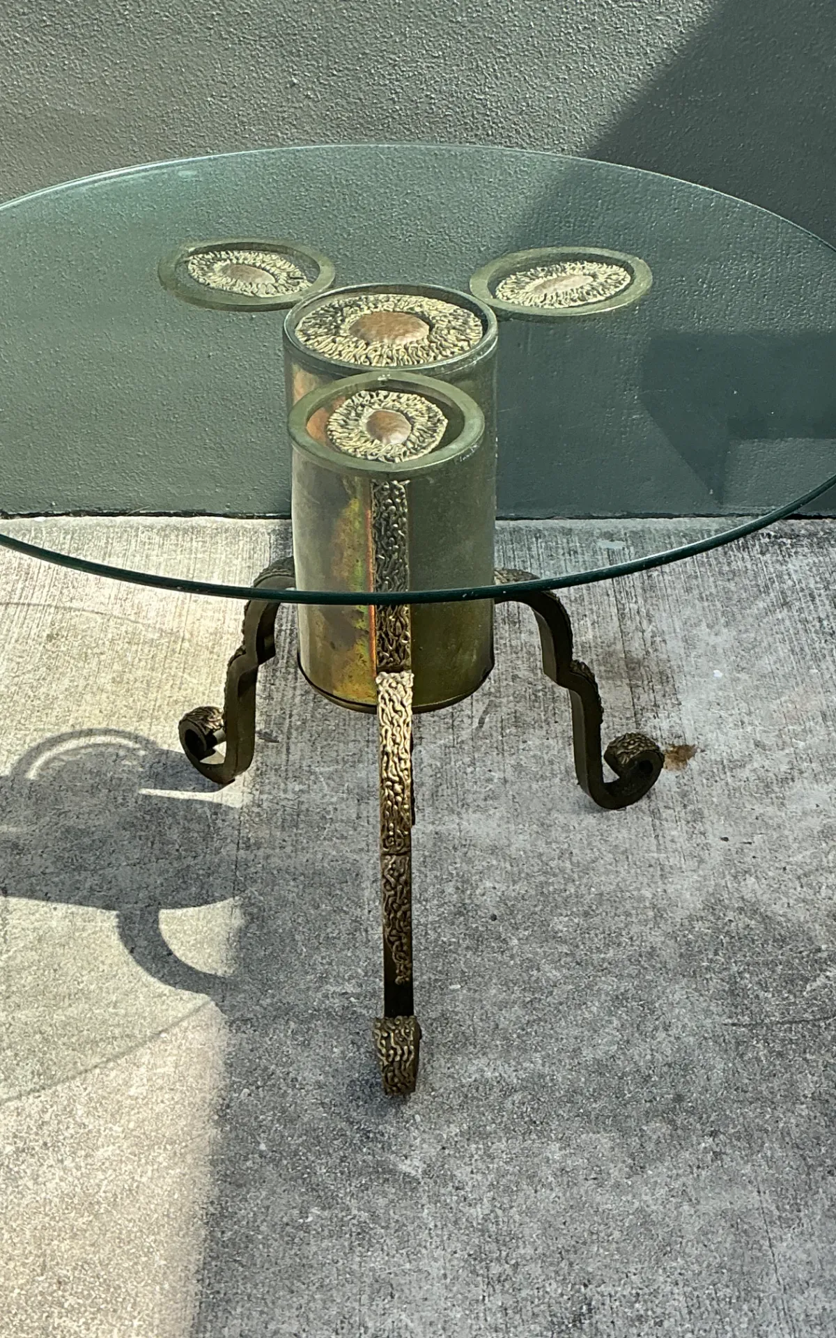 Vintage Sculptural Mixed Metal Table Pedestal — additional photo 6