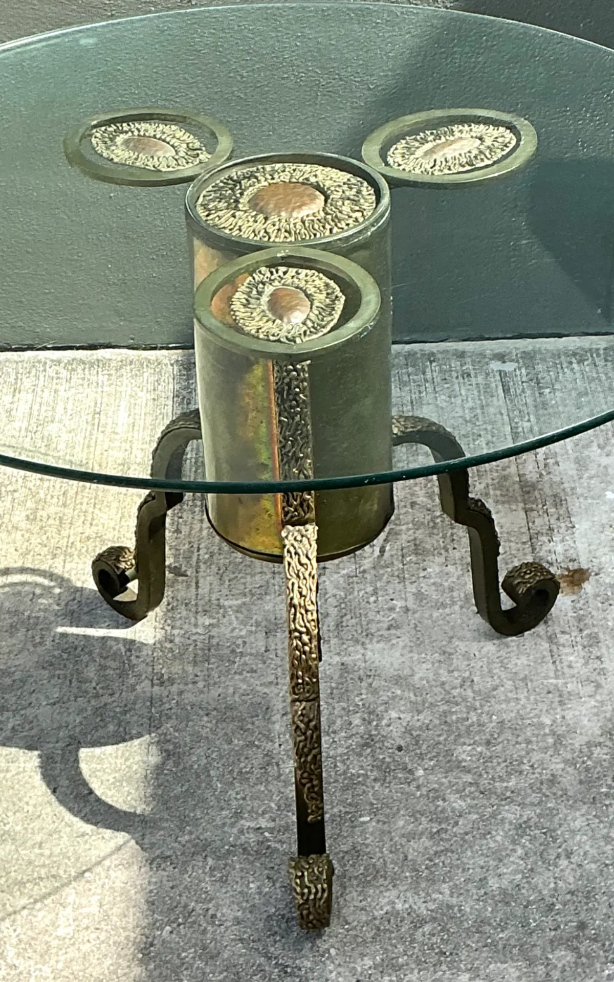 Vintage Sculptural Mixed Metal Table Pedestal — additional photo 5