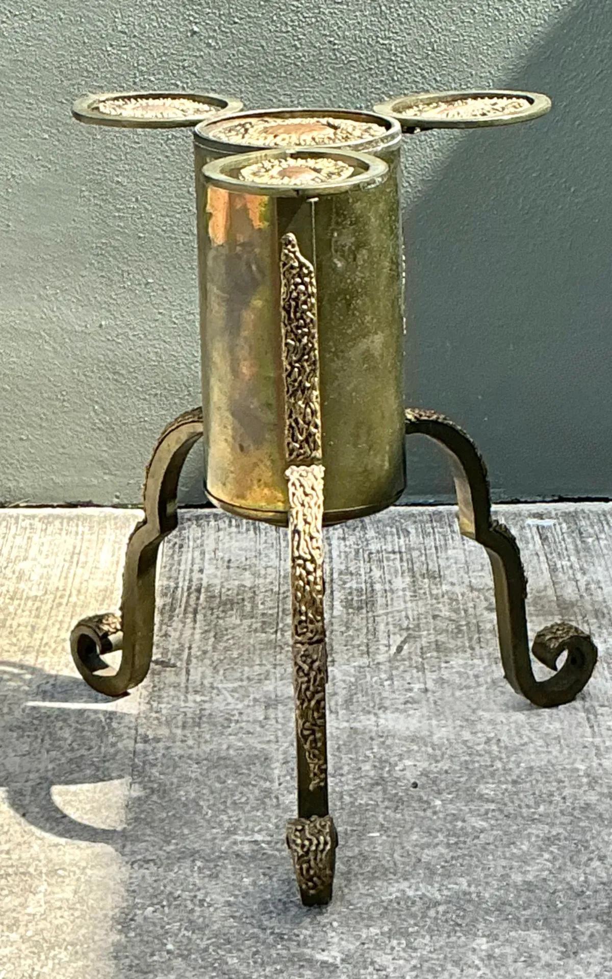 Vintage Sculptural Mixed Metal Table Pedestal — additional photo 7
