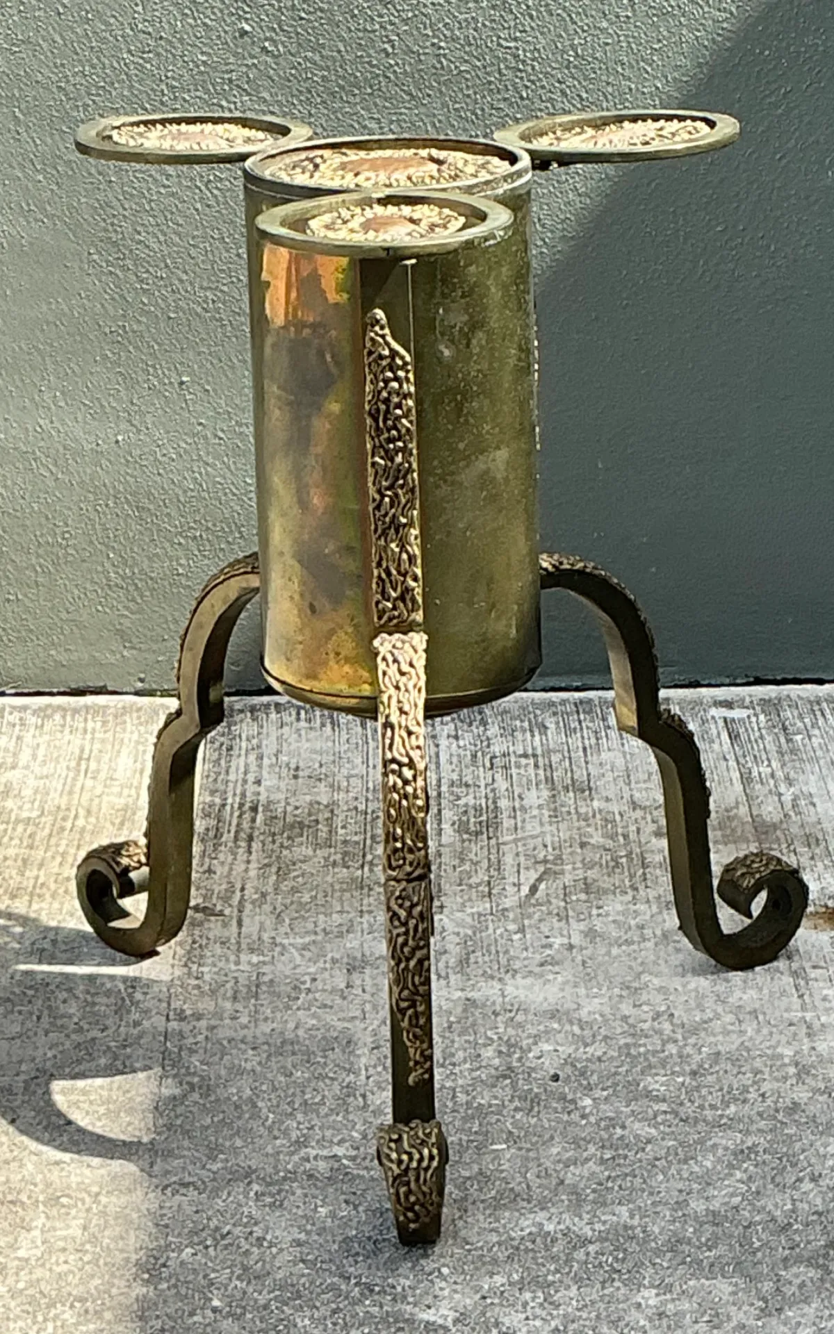 Vintage Sculptural Mixed Metal Table Pedestal — additional photo 4