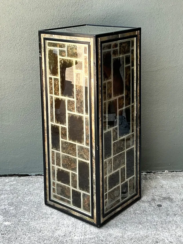 Vintage Eglomise Geometric Glass Pedestal — additional photo 6