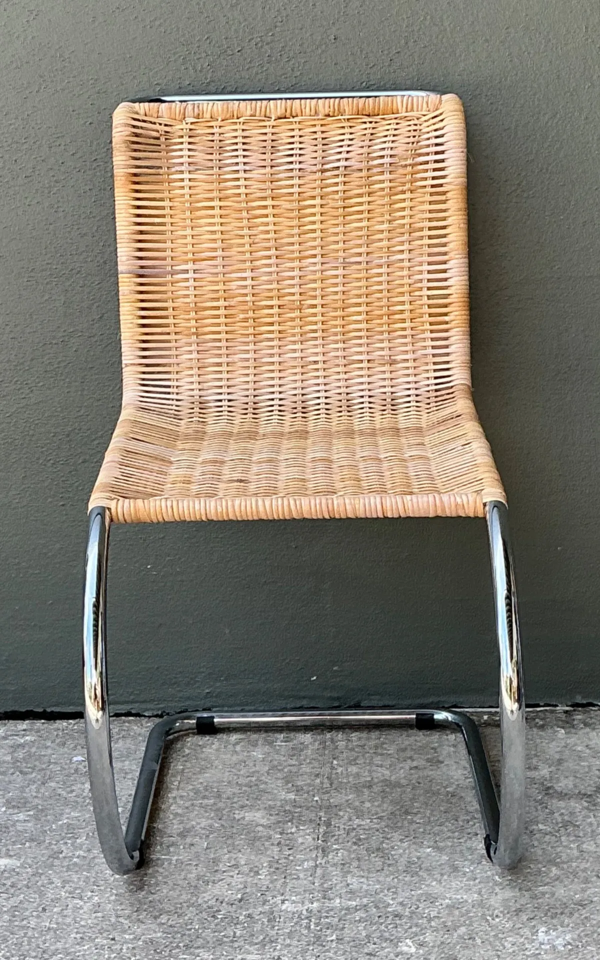Vintage Mies Van Der Rohe For Knoll Cantilevered Chrome And Rattan MR Chair — additional photo 5