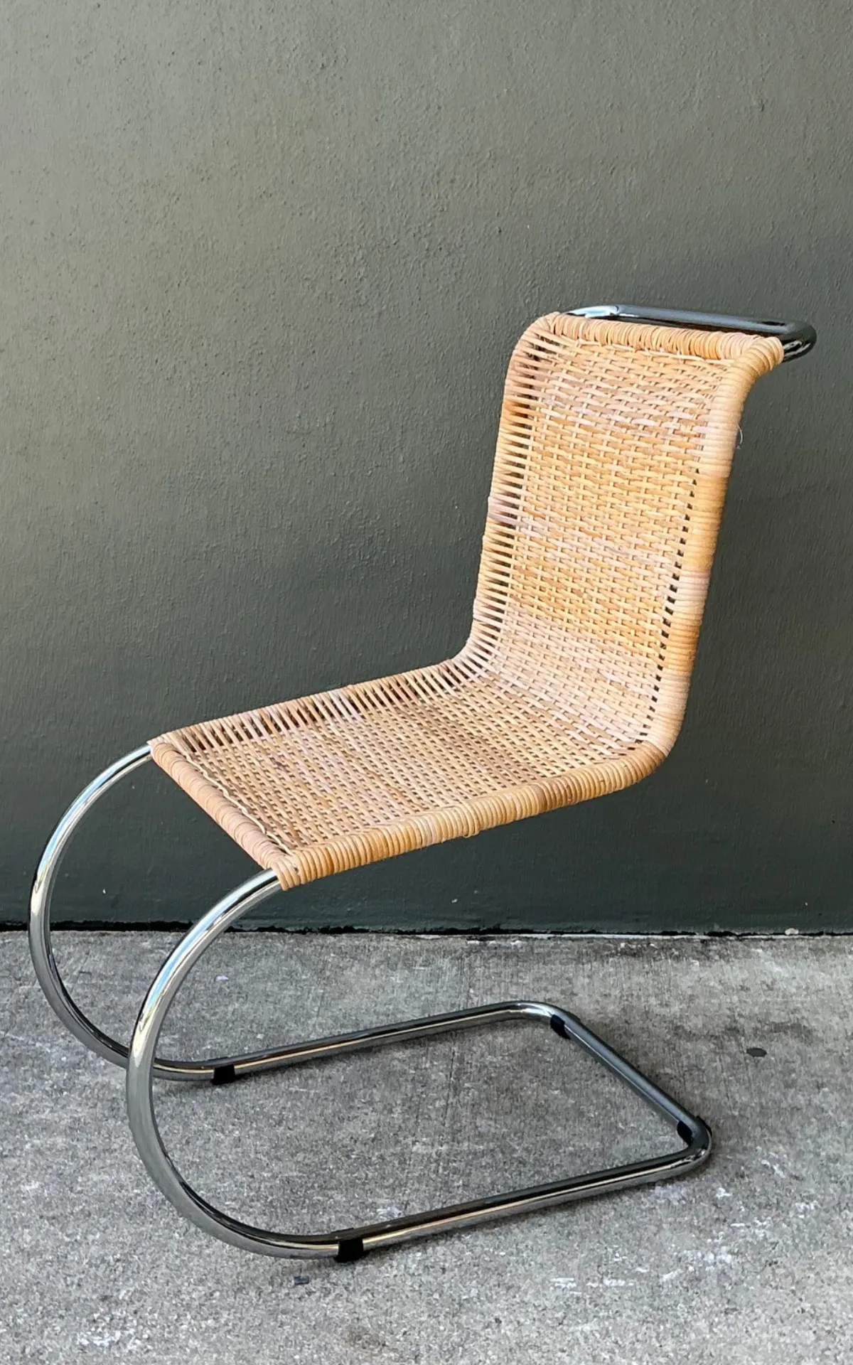 Vintage Mies Van Der Rohe For Knoll Cantilevered Chrome And Rattan MR Chair