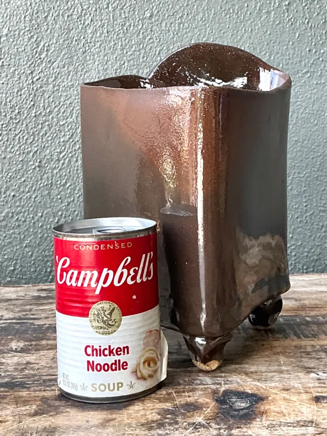 Vintage Handcrafted Brown Pottery Vase — additional photo 6