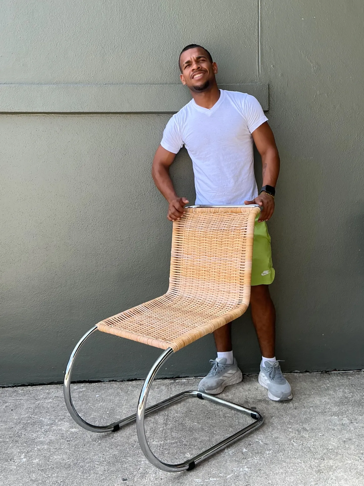 Vintage Mies Van Der Rohe For Knoll Cantilevered Chrome And Rattan MR Chair — additional photo 3
