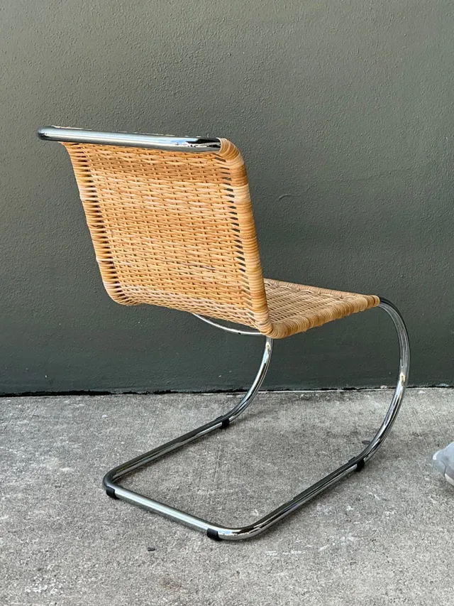 Vintage Mies Van Der Rohe For Knoll Woven Rattan Cantilevered Chair — additional photo 8