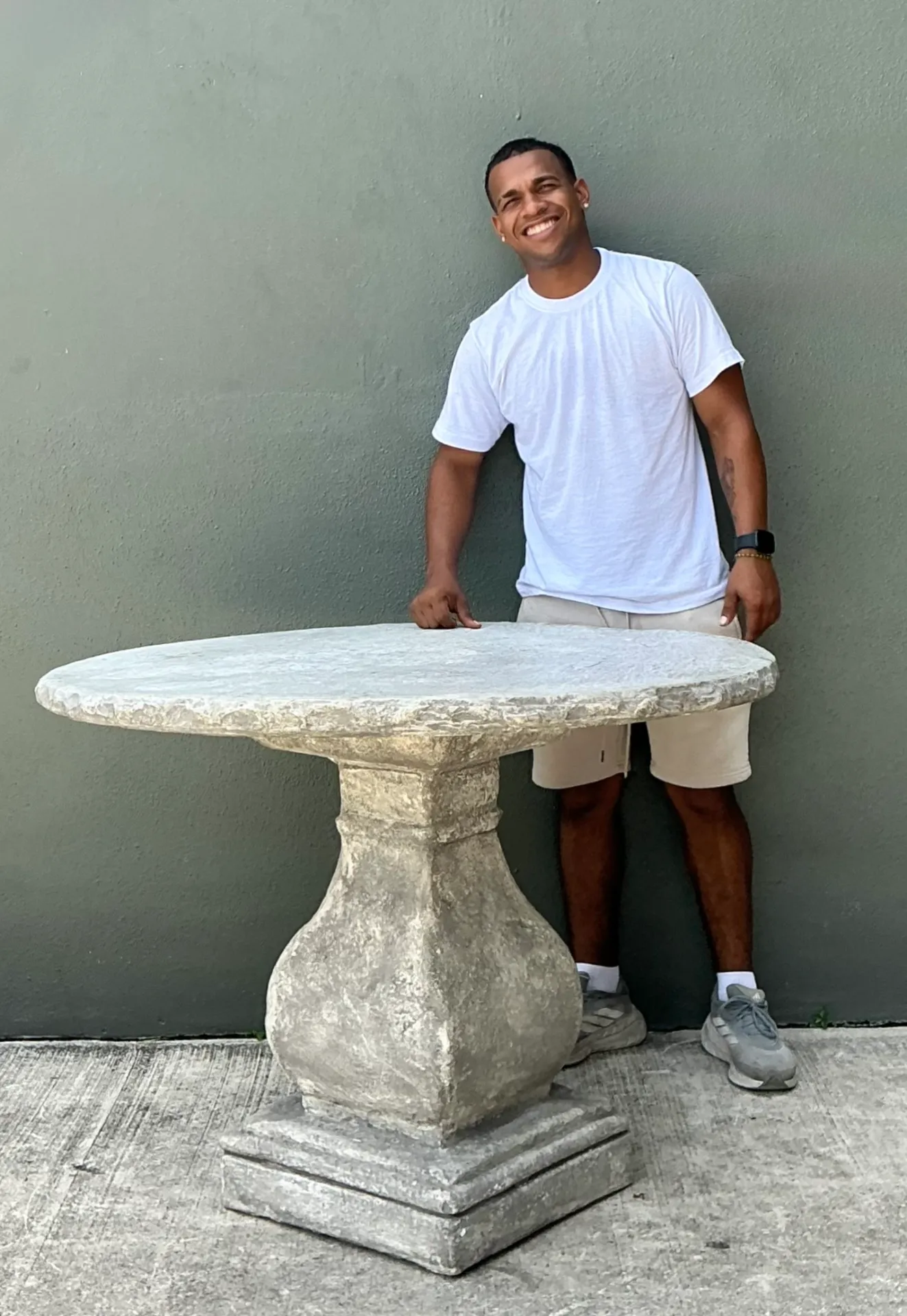 Vintage Cement Pedestal Table — additional photo 5