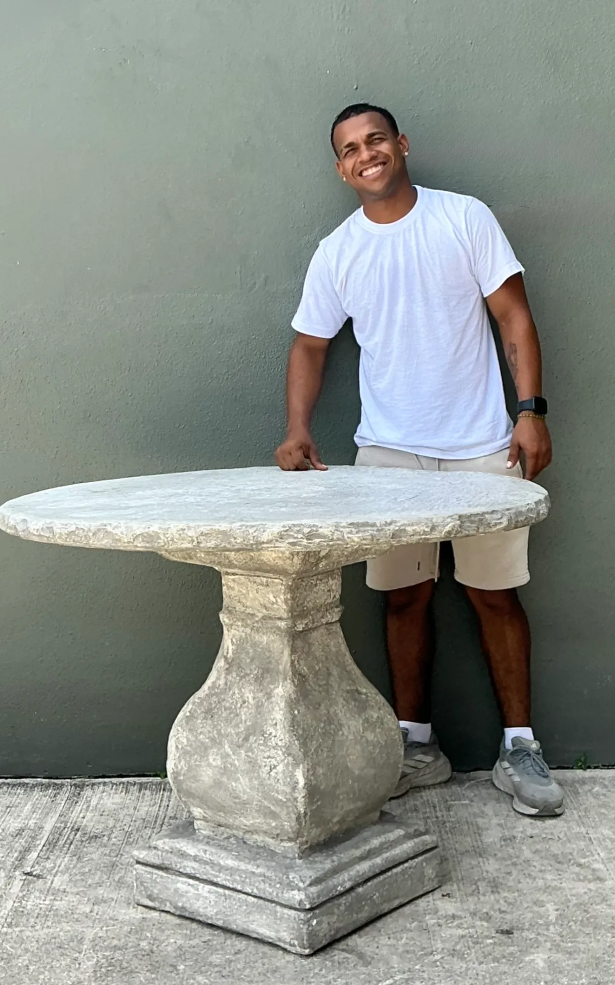 Vintage Cement Pedestal Table — additional photo 5