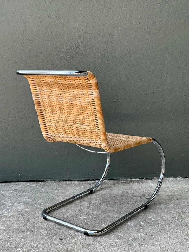 Vintage Mies Van Der Rohe For Knoll Woven Rattan Cantilevered Chair — additional photo 6