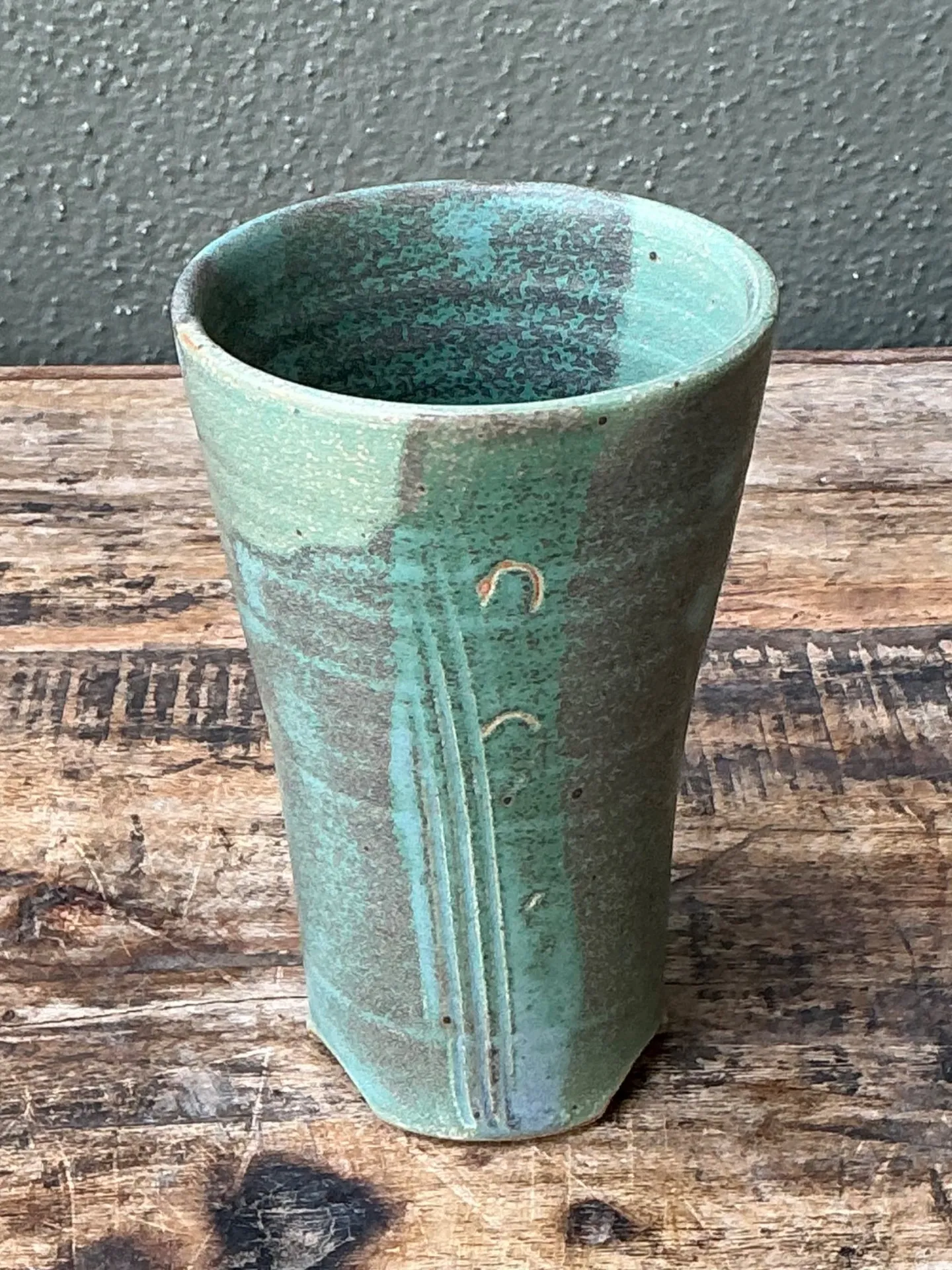 Vintage Studio Pottery Green Vase — additional photo 3