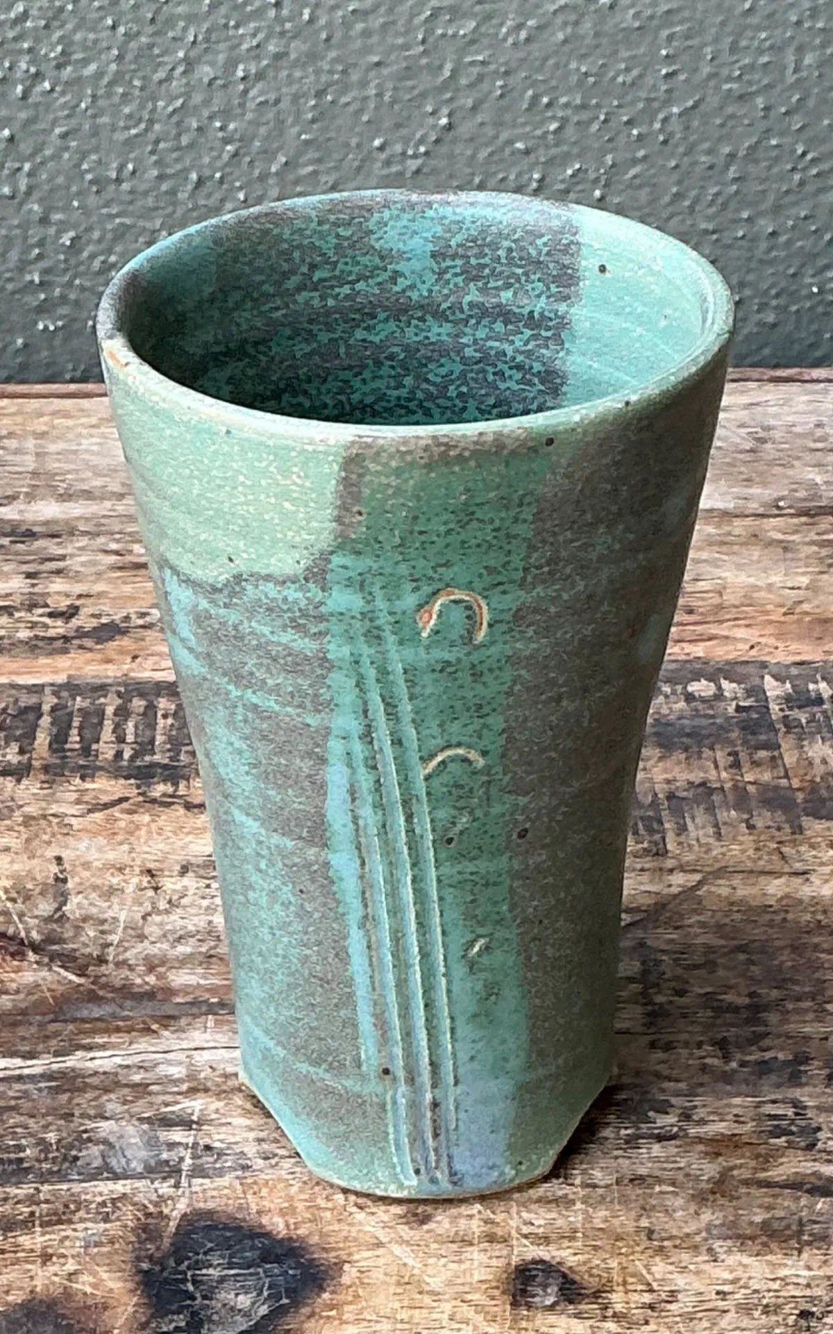 Vintage Studio Pottery Green Vase — additional photo 3