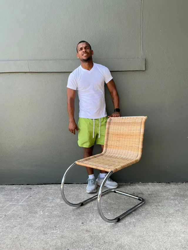 Vintage Mies Van Der Rohe For Knoll Woven Rattan Cantilevered Chair — additional photo 2