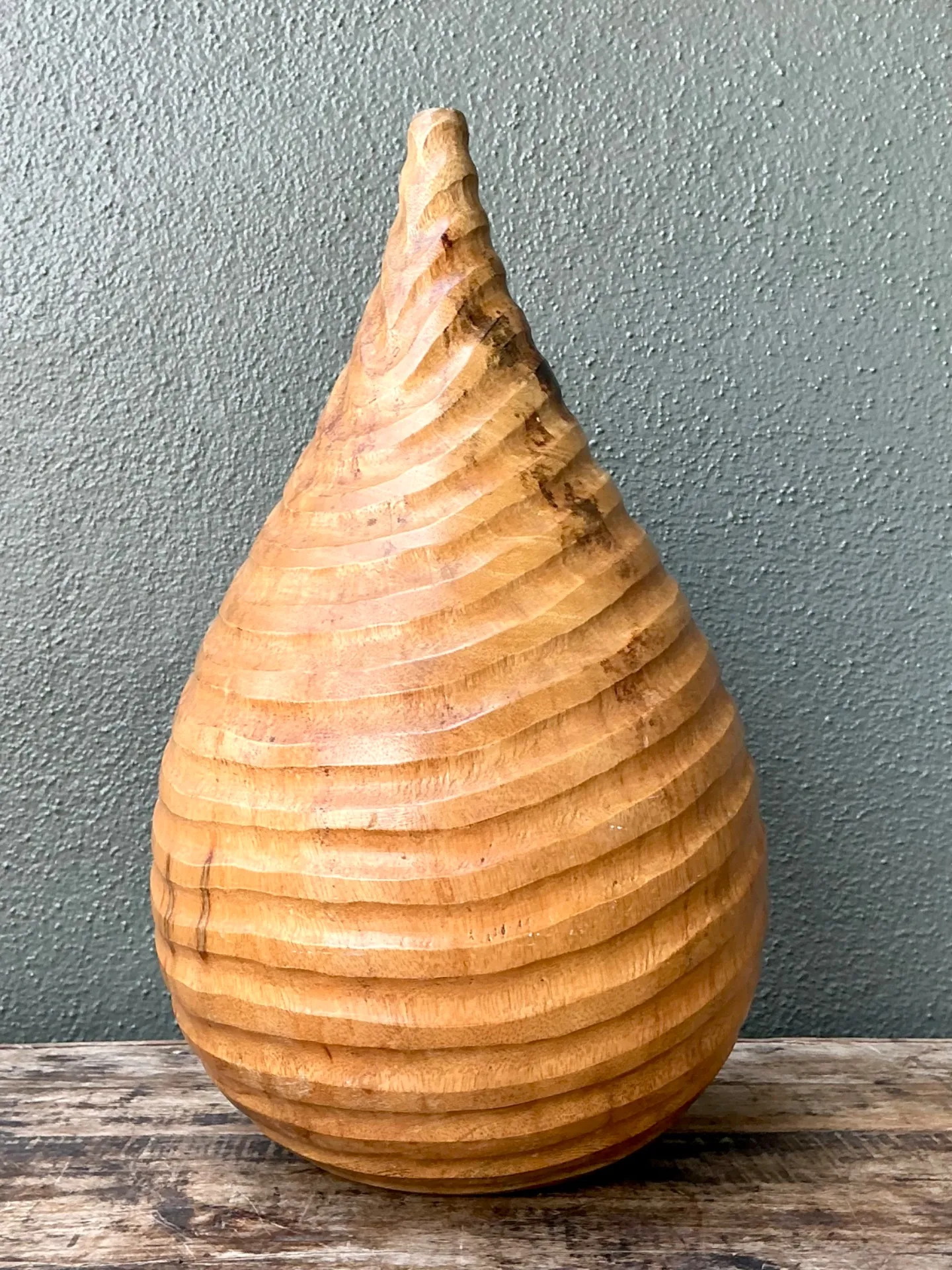 Vintage Natural Wood Teardrop Vase — additional photo 3