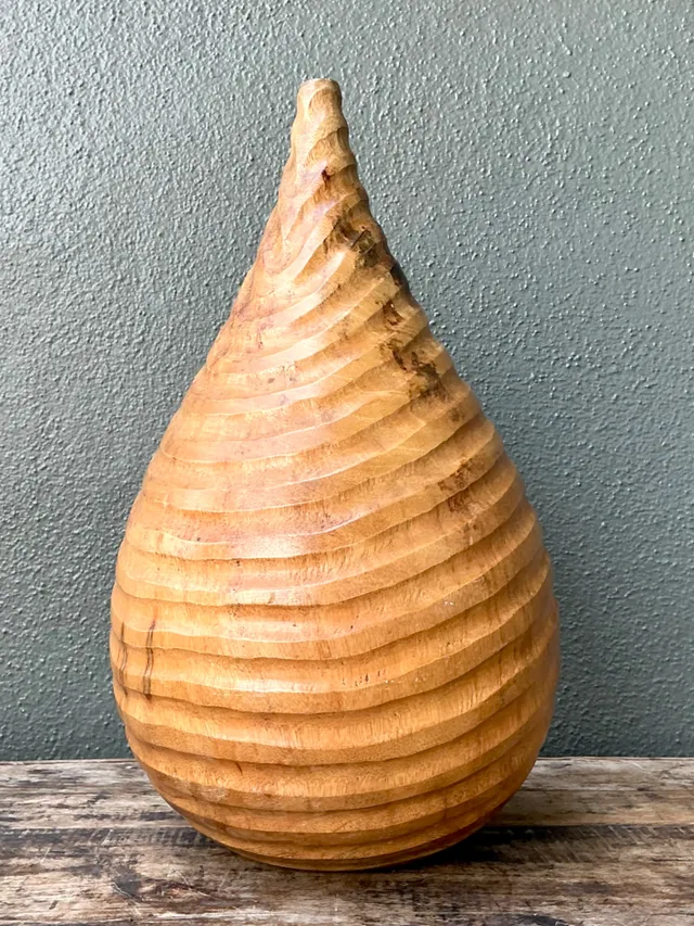 Vintage Natural Wood Teardrop Vase — additional photo 3