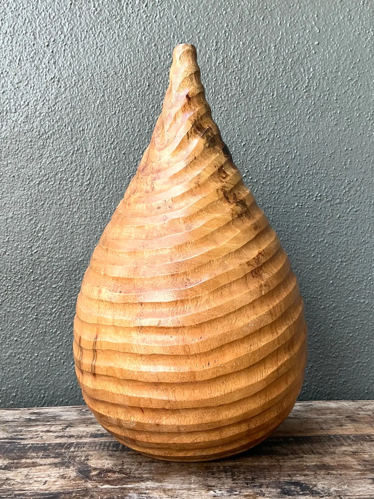 Vintage Natural Wood Teardrop Vase — additional photo 2