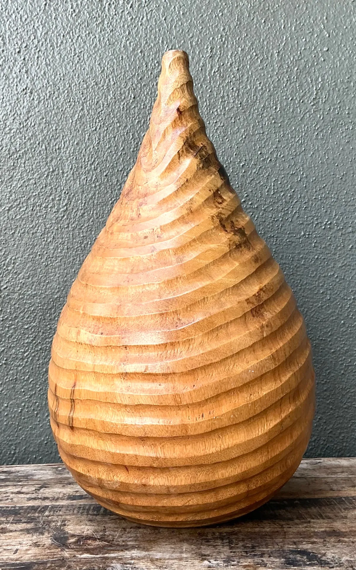 Vintage Natural Wood Teardrop Vase — additional photo 2