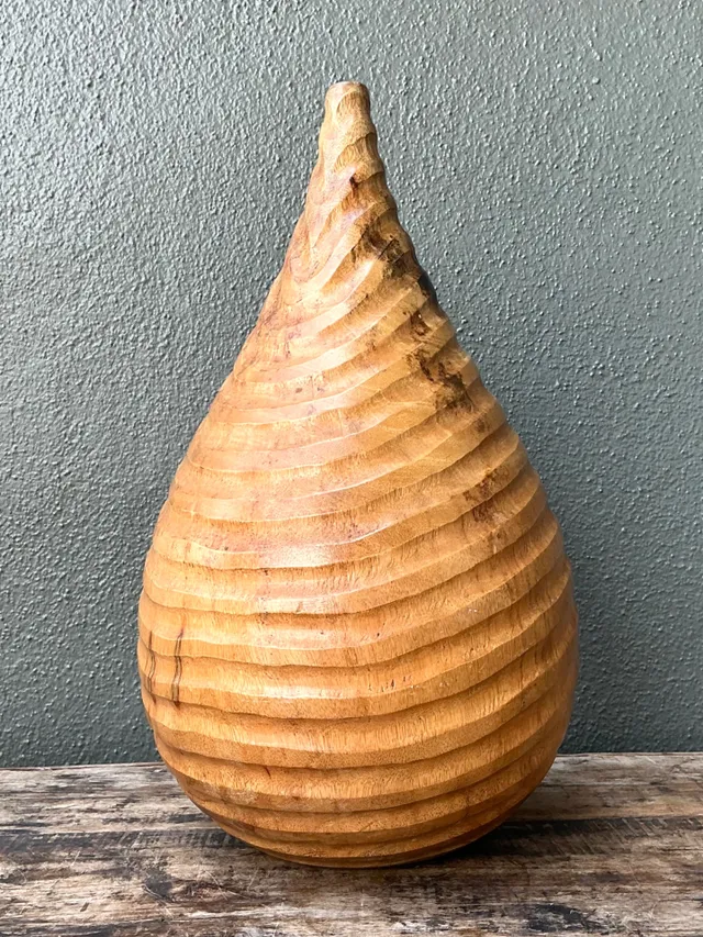 Vintage Natural Wood Teardrop Vase — additional photo 2